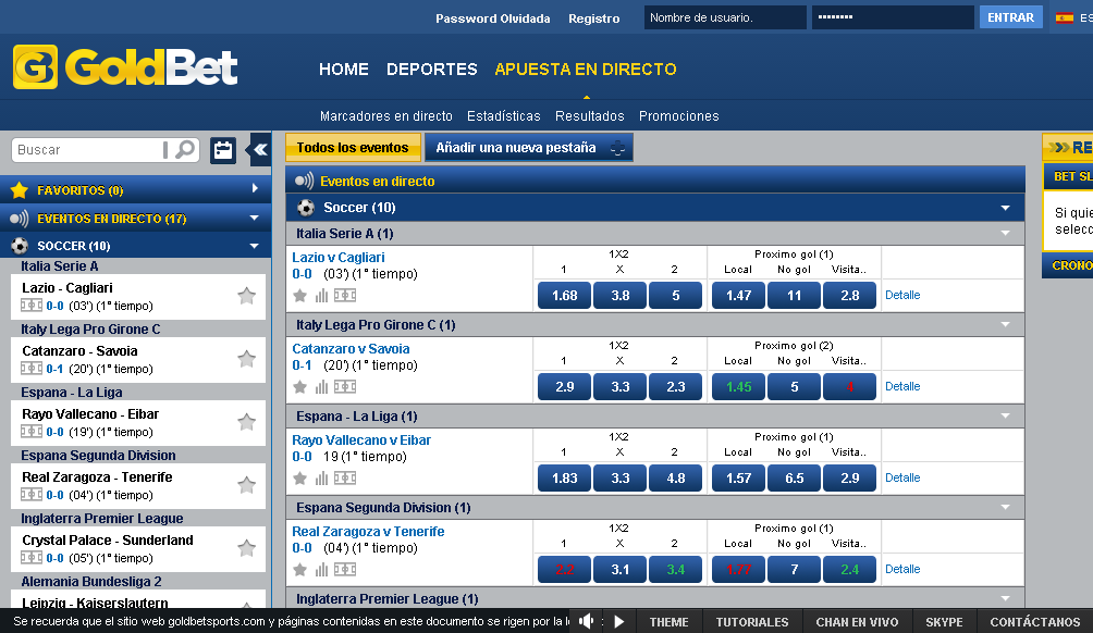 goldbet apuesta en directo